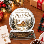 Personalised 3D-Effect Artwork Holly Cabin Our First Christmas Crystal Ball Shaped Acrylic Ornament with Name and Date Christmas Gift for Newlywed 5