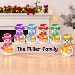 Décoration de Noël personnalisée en bois avec bonhomme de neige de Noël en dessin animé et éclairage LED, avec prénom et texte – Décoration d'intérieur, cadeau pour les fêtes de fin d'année et les soirées d'hiver, à offrir à un ami