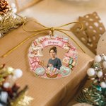 Personalized Sewing Theme Sweet Wreath Acrylic Ornament with Name and 4 Lanyards Home Decor Christmas Gift for Sewing Lover Mom Grandma Wife 6