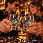 Personalized DJ Music Equipment Theme 10 oz Rock Whiskey Glass with Name Daily Use Christmas Housewarming Gift for DJ Musician