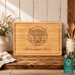 Personalized Vintage Highland Cow FSC Bamboo Charcuterie Cutting Board with Juice Groove and Text Housewarming Holiday Gift for Highland Cow Lovers 2