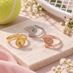 Personalized Tennis Racket Birthstone Ring Sports Jewelry Graduation Daily Wear Gift for Tennis Lovers Friends 2