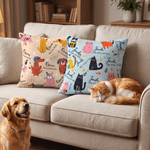 Funda de cojín mullida con ilustración personalizada de gatos y perros, con nombre. Decoración para el hogar. Regalo de Navidad para la familia y los amantes de las mascotas. 2