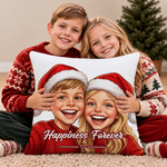 Personalized Christmas Theme Exaggerated Comic Photo Throw Pillow Cover with Text Home Decoration Anniversary Christmas Gift for Couple Family Friend 3