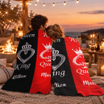 Personalized Love Theme King Queen Crown Rose Oversized Quick Dry Beach Towel with Name Summer Vacation Birthday Gift for Couple