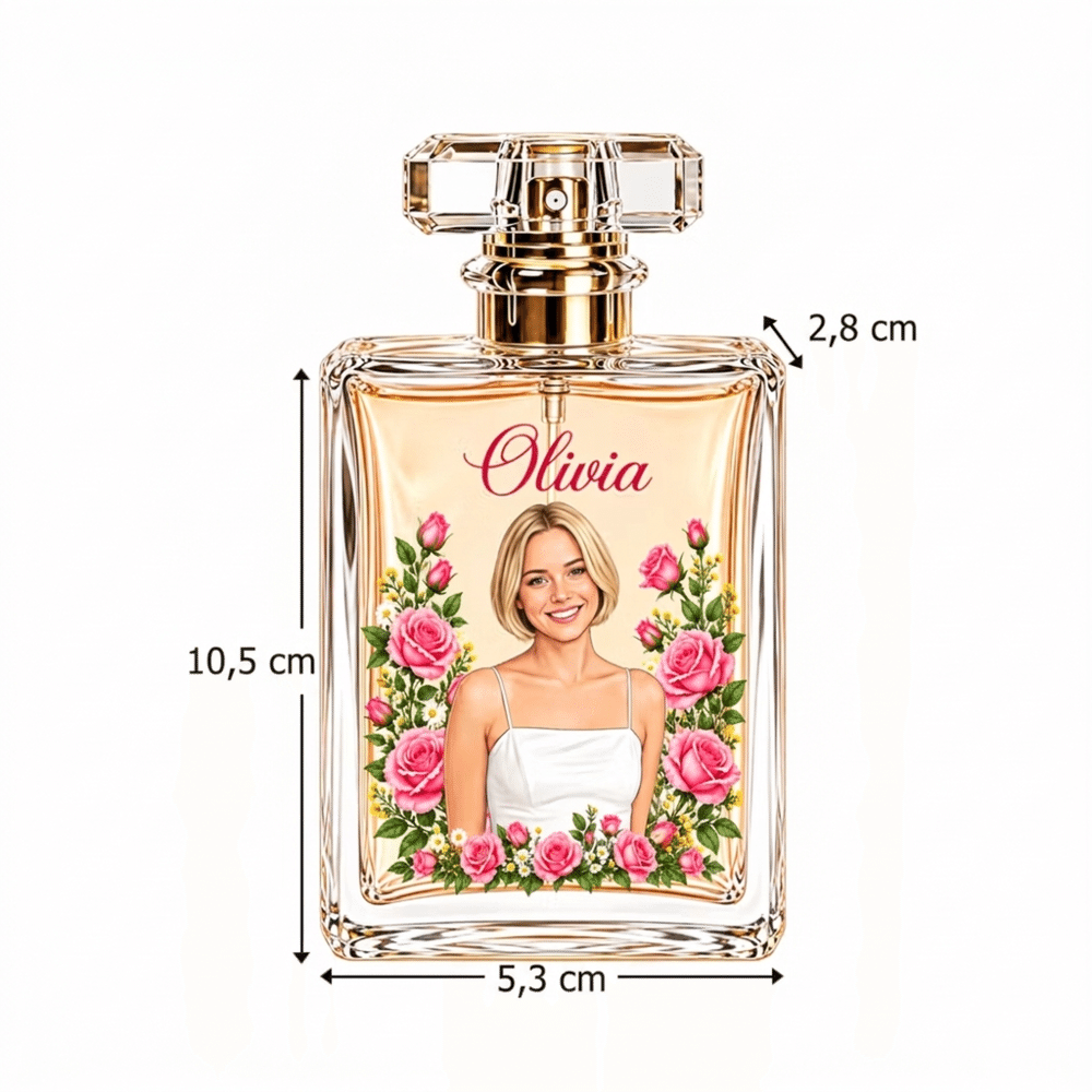 Frasco de perfume recargable personalizado con foto retrato, flor de nacimiento y nombre - Regalo de cumpleaños para mujer, chica y amiga 8