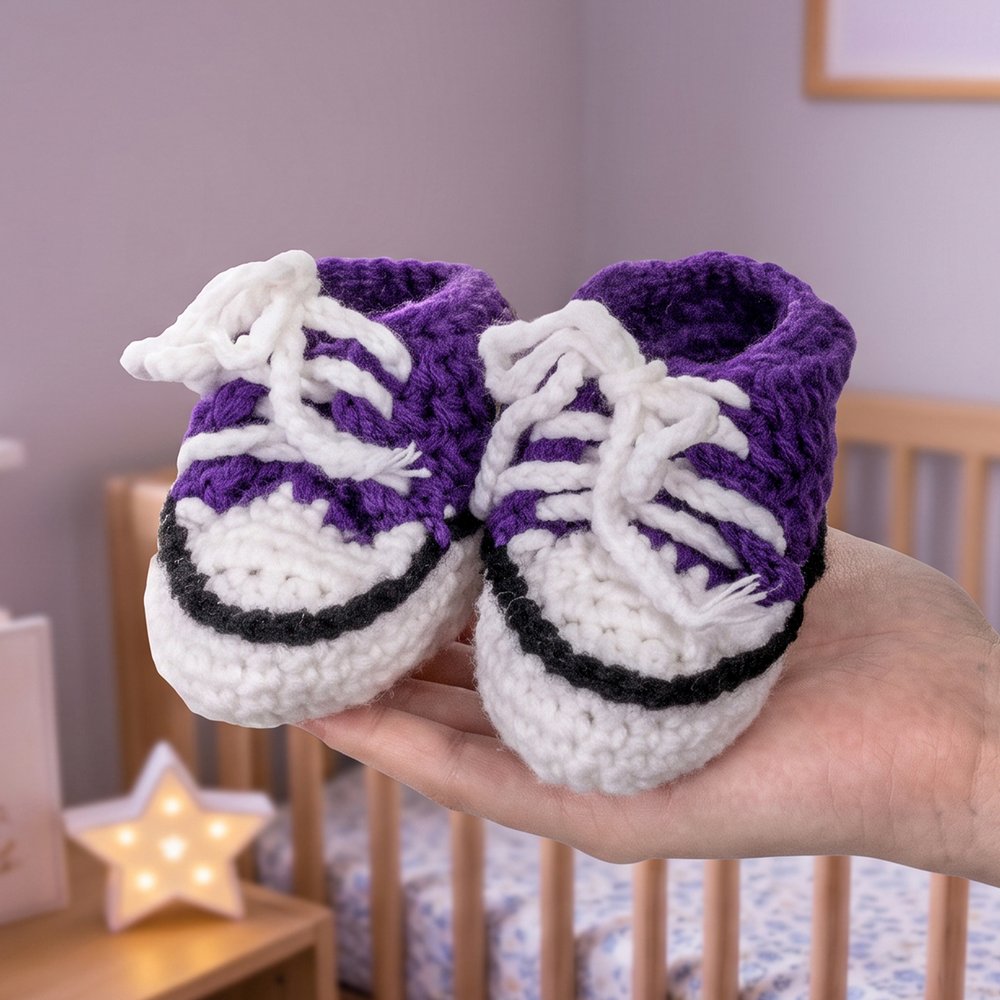 Gepersonaliseerde, zachte, gehaakte babysneakersokjes met initialen – voor dagelijks gebruik, als verjaardags- of babyshowercadeau voor pasgeborenen en ouders 6