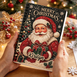 Personalised Christmas Shiny Diamond Style Santa Claus A5 Spiral Journal Notebook with Name and 120 Lined Pages Christmas Gift for Kids