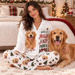 Personalized Have A Holly Jolly Paws Pet Photo Soft Women Pajamas Pants Set Home Wear Christmas Gift for Pet Lovers Owners