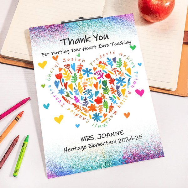 Personalized Floral Teacher Acrylic Clipboard with Name and Text Back to School Christmas Gift for Teacher