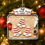 Personalised 3D-Effect Artwork Christmas Tree Biscuit Baking Pan Shaped Acrylic Ornament with 2-10 Names Christmas Gift for Family 1