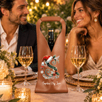 Personalized Christmas Initial Santa Hat Holly PU Leather Wine Gift Bag with Text Christmas Gift for Wine Lovers Family Friends 6