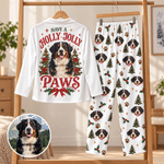 Personalized Have A Holly Jolly Paws Pet Photo Soft Women Pajamas Pants Set Home Wear Christmas Gift for Pet Lovers Owners