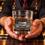 Personalized DJ Music Equipment Theme 10 oz Rock Whiskey Glass with Name Daily Use Christmas Housewarming Gift for DJ Musician