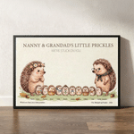Personalised Cute Hedgehog Family Canvas Poster Frameless Framed Painting with 3-12 Names and Year Birthday Christmas Gift for Family Grandmother 1