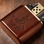 Personalized Funny Stickman Pattern Mechanical Sandalwood Lighter Kit with Initial and Box Daily Use Wedding Birthday Gift for Couple Man Husband