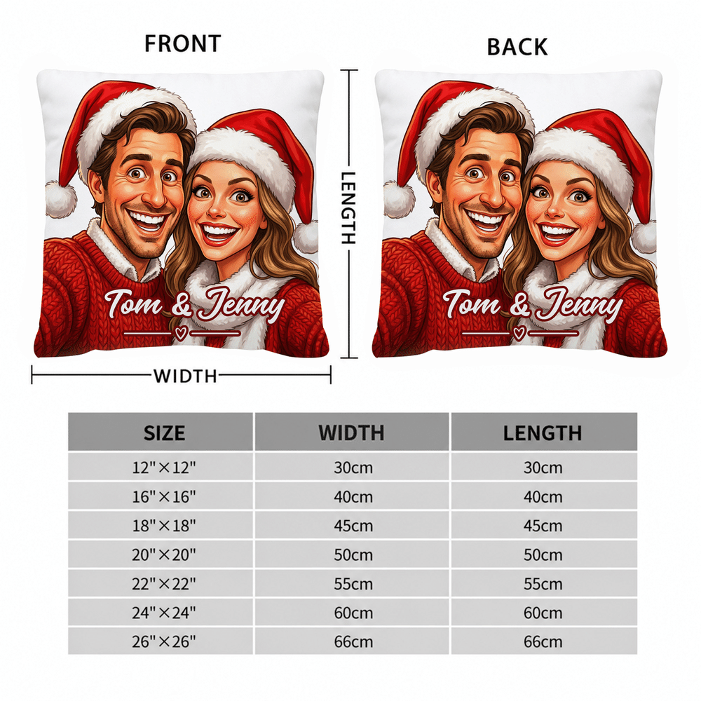 Personalized Christmas Theme Exaggerated Comic Photo Throw Pillow Cover with Text Home Decoration Anniversary Christmas Gift for Couple Family Friend 8