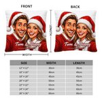Personalized Christmas Theme Exaggerated Comic Photo Throw Pillow Cover with Text Home Decoration Anniversary Christmas Gift for Couple Family Friend 8