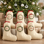 Personalised Holly Gingerbread Cookies Wreath Christmas Stocking Gift Bag with Name Fireplace Decor Christmas Gift for Family Couple 3