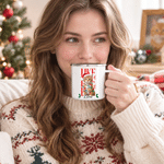 Mug émaillé personnalisé de 12 oz avec photo de chat ou de chien, bonnet de Père Noël et lumières colorées, avec prénom – Cadeau de Noël idéal pour les amoureux des animaux 7