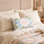 Personalized Hydrangea Pattern Design Soft Pillow Cover with Monogram Room Decor Birthday Christmas Gift for Women Flower Lovers