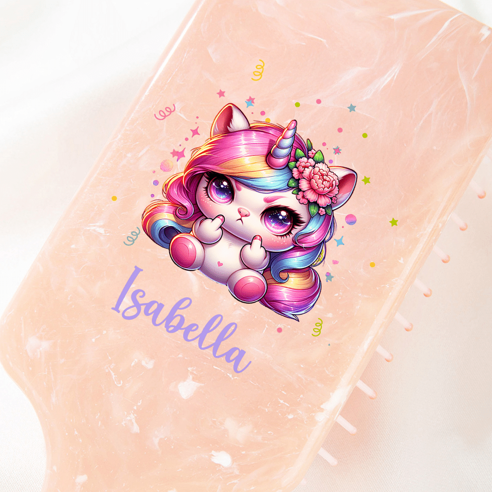Personalised Fantasy Unicorn Birth Flower Hair Brush with Name Daily Use Birthday Christmas Gift for Women Girls 7