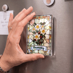 Personalized Stained Glass Style Birth Flower Fridge Magnet with Name Home Decor Birthday Christmas Gift for Family Friends 4