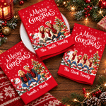 Personalized Santa Hat Photo 100% Cotton Red Christmas Napkin with Text Table Decor Christmas Gift for Family Friends 2