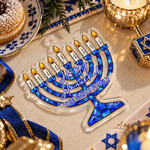 Décoration d'intérieur personnalisée : menorah en acrylique avec motif de vitrail et prénom de famille, à suspendre, pour Hanoukka – Cadeau de fête pour vos amis et votre famille juifs 6