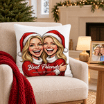 Personalized Christmas Theme Exaggerated Comic Photo Throw Pillow Cover with Text Home Decoration Anniversary Christmas Gift for Couple Family Friend 6