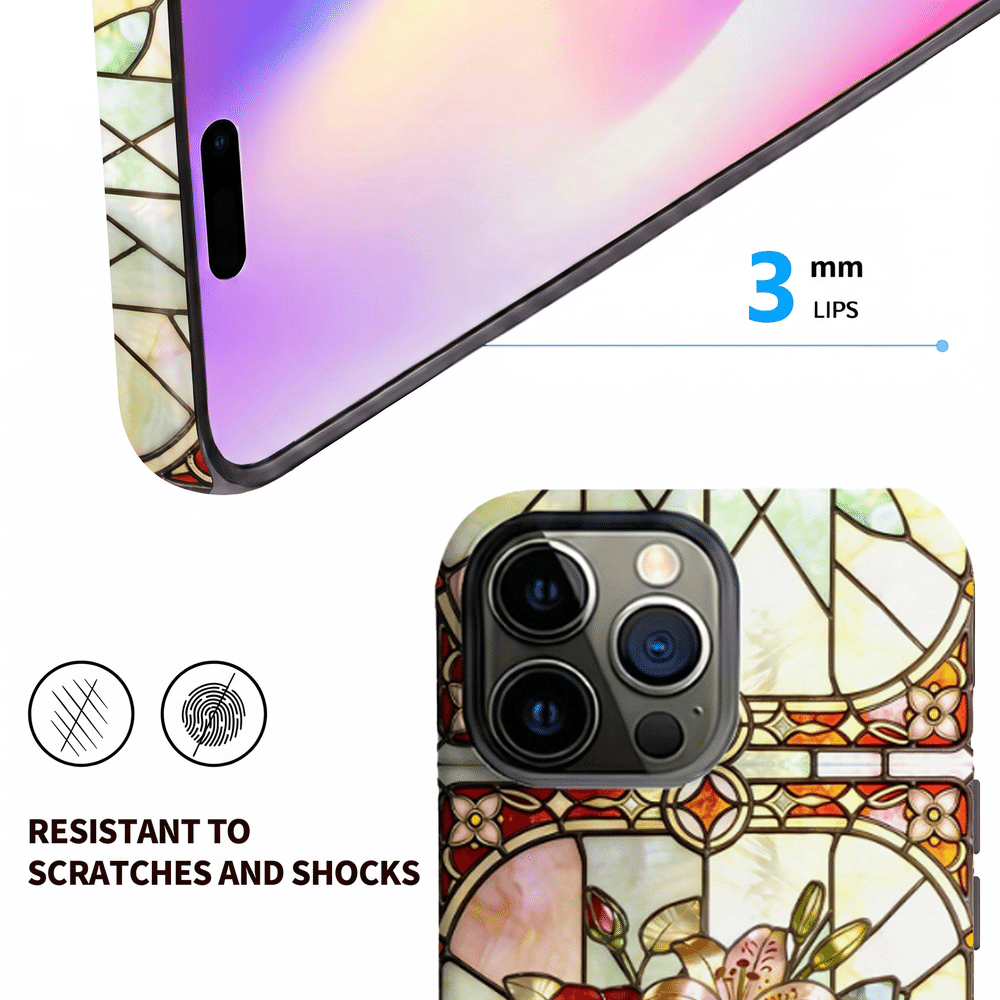 Coque de téléphone personnalisée style vitrail avec fleur de naissance et prénom pour iPhone – Cadeau d'amitié ou d'anniversaire pour la famille ou un ami, à utiliser au quotidien 7