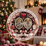 Personalised Love is the Greatest Treasure in Life Acrylic Ornament with Name and Photo Christmas Anniversary Gift for Couple 4