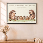 Personalised Cute Hedgehog Family Canvas Poster Frameless Framed Painting with 3-12 Names and Year Birthday Christmas Gift for Family Grandmother 3