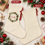Personalised Holly Gingerbread Cookies Wreath Christmas Stocking Gift Bag with Name Fireplace Decor Christmas Gift for Family Couple 9
