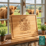 Personalized Vintage Highland Cow FSC Bamboo Charcuterie Cutting Board with Juice Groove and Text Housewarming Holiday Gift for Highland Cow Lovers 3