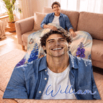 Personalized Birth Flower Oil Painting Photo Soft Throw Blanket with Name Home Decor Birthday Gift for Woman Man Girlfriend Sister 4
