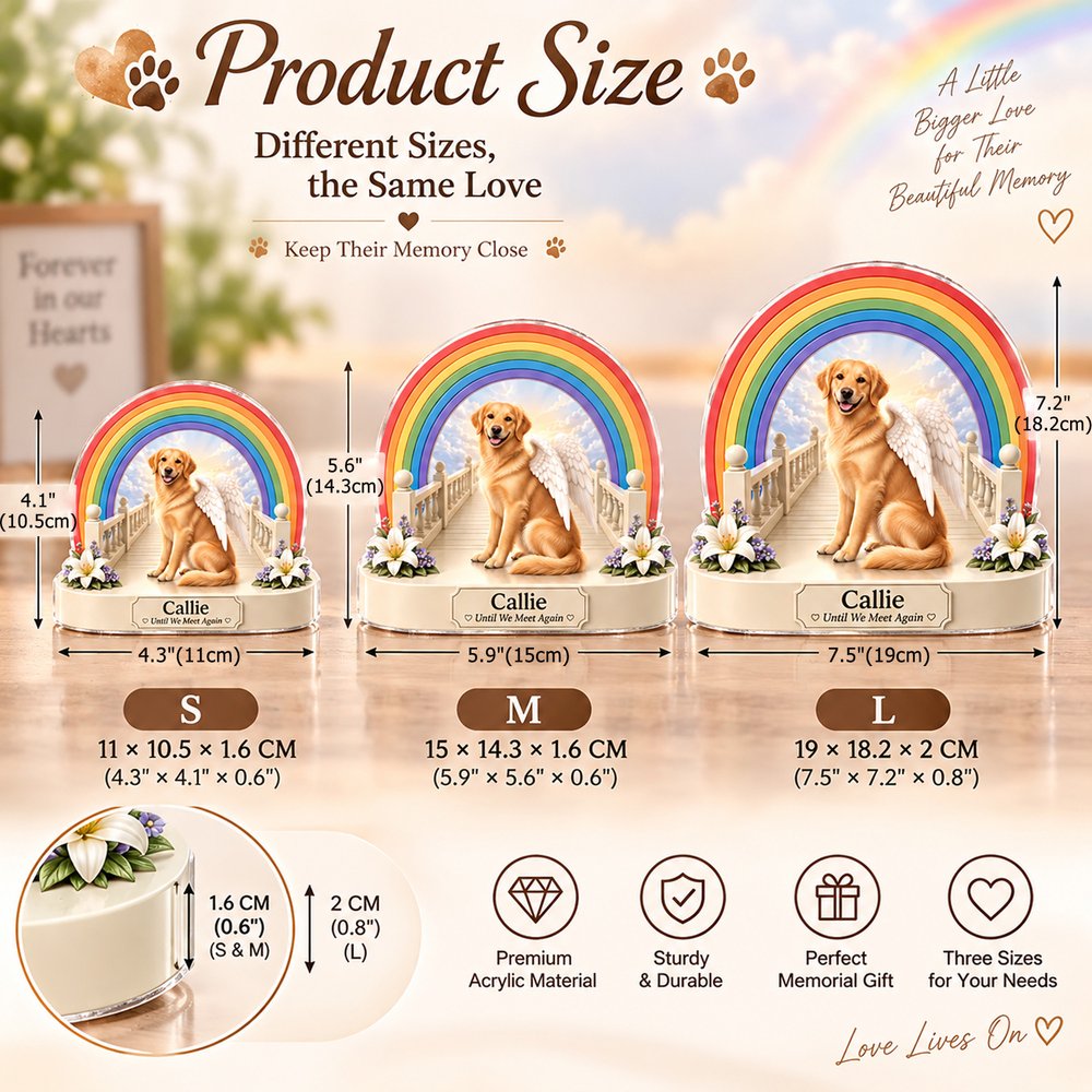 Personalised 3D-Effect Artwork Rainbow Pet Photo Angel Wing Acrylic Plaque with Name and Text Sympathy Memorial Bereavement Gift for Pet Owners 8