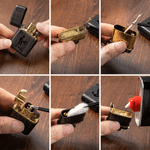 Personalized Funny Stickman Pattern Mechanical Sandalwood Lighter Kit with Initial and Box Daily Use Wedding Birthday Gift for Couple Man Husband