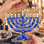 Décoration d'intérieur personnalisée : menorah en acrylique avec motif de vitrail et prénom de famille, à suspendre, pour Hanoukka – Cadeau de fête pour vos amis et votre famille juifs 4