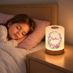 Individuell gestalteter Kranz mit Geburtsblumen – dimmbares LED-Touch-Nachtlicht mit Namen und Fernbedienung – Wohnaccessoire und Geburtstagsgeschenk für Frauen und Mütter 2