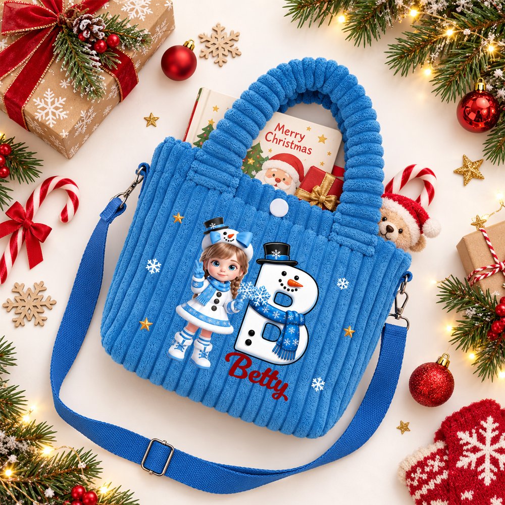 Personalised Cute 3D Style Cartoon Character Clipart Initial Crossbody Handbag with Name Christmas Gift for Children 6