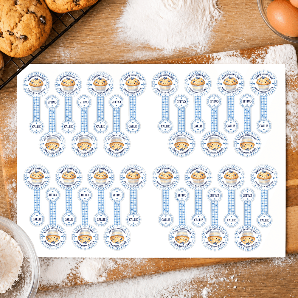 Personalised Cartoon Bakery Waterproof Stickers Labels with Name Gift Decor Christmas Party Favors for Bakery Staff Bakers 9
