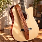 Personalised Guitar-Themed Pattern Adjustable PU Leather Guitar Strap with Name Music Accessories Birthday Gift for Guitarist Musician 5