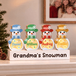 Décoration de Noël personnalisée en bois avec bonhomme de neige de Noël en dessin animé et éclairage LED, avec prénom et texte – Décoration d'intérieur, cadeau pour les fêtes de fin d'année et les soirées d'hiver, à offrir à un ami
