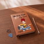 Personalized 3D-Style Character Art Music PU Leather Notebook with Name Recording Accessory Daily Use Birthday Gift for Guitar Players