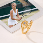 Personalized Tennis Racket Birthstone Ring Sports Jewelry Graduation Daily Wear Gift for Tennis Lovers Friends 4