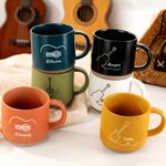 Personalized Line Art Guitar 12 oz Ceramic Mug with Name Daily Use Anniversary Christmas Gift for Guitarist Music Lover