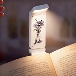 Personalized Birth Flower LED Rechargeable Light Clip with Name Reading Accessories Birthday Gift for Book Lovers Readers Students