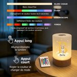 Veilleuse tactile personnalisée avec initiale nom et motif d'animal - Décoration de chambre - Cadeau pour les enfants et la famille 6