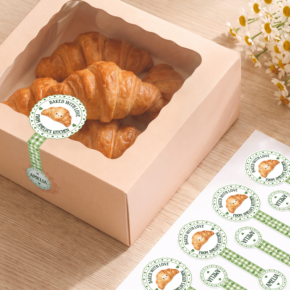 Personalised Cartoon Bakery Waterproof Stickers Labels with Name Gift Decor Christmas Party Favors for Bakery Staff Bakers 3
